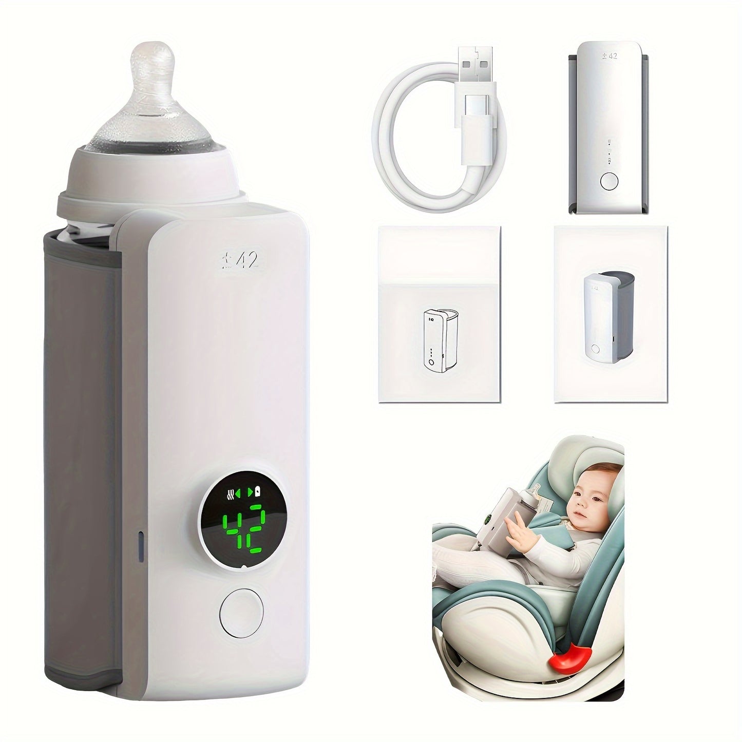 1pc Portable Wireless Milk Warmer with LCD Display, USB Charging, 6000mAh Battery, Constant Temperature Control, Compact & Travel-Friendly