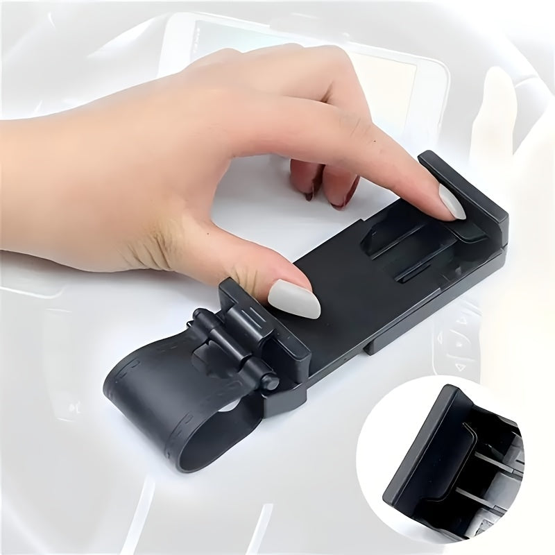 Durable and easy-to-use universal car phone holder with plastic steering wheel mount, mobile phone stand support, and bike clip mount.