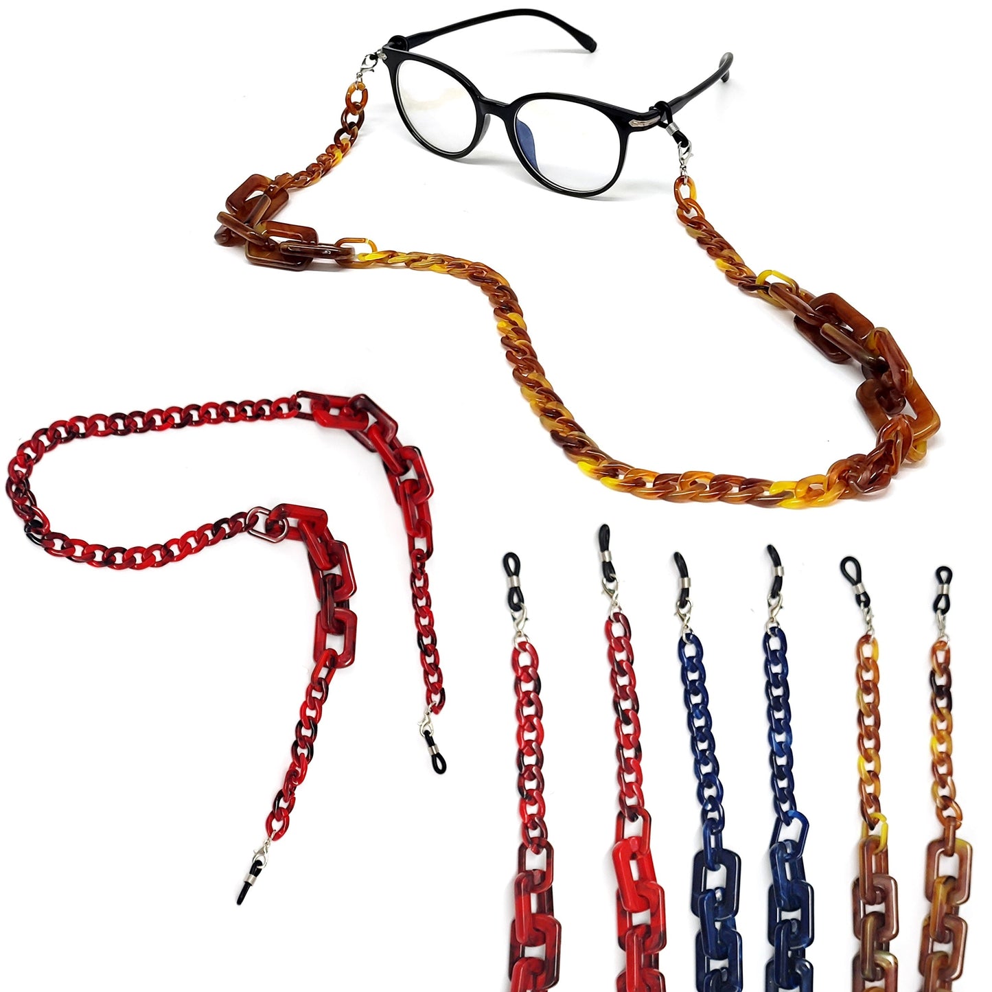 Stylish Retro Chic Thick Acrylic Eyeglass Chain - Fashionable Accessory for Glasses & Reading Glasses with High-Quality Rubber Ends