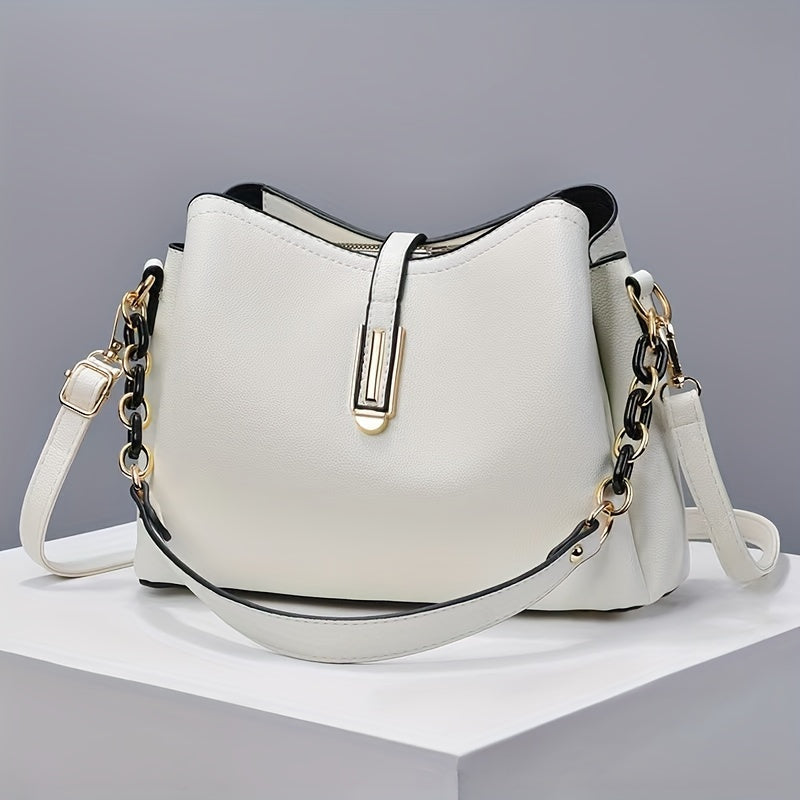 Stylish women's crossbody bag with stain-resistant material, adjustable strap, zipper closure, polyester lining, and painted edges - perfect for Mother's Day or Easter.