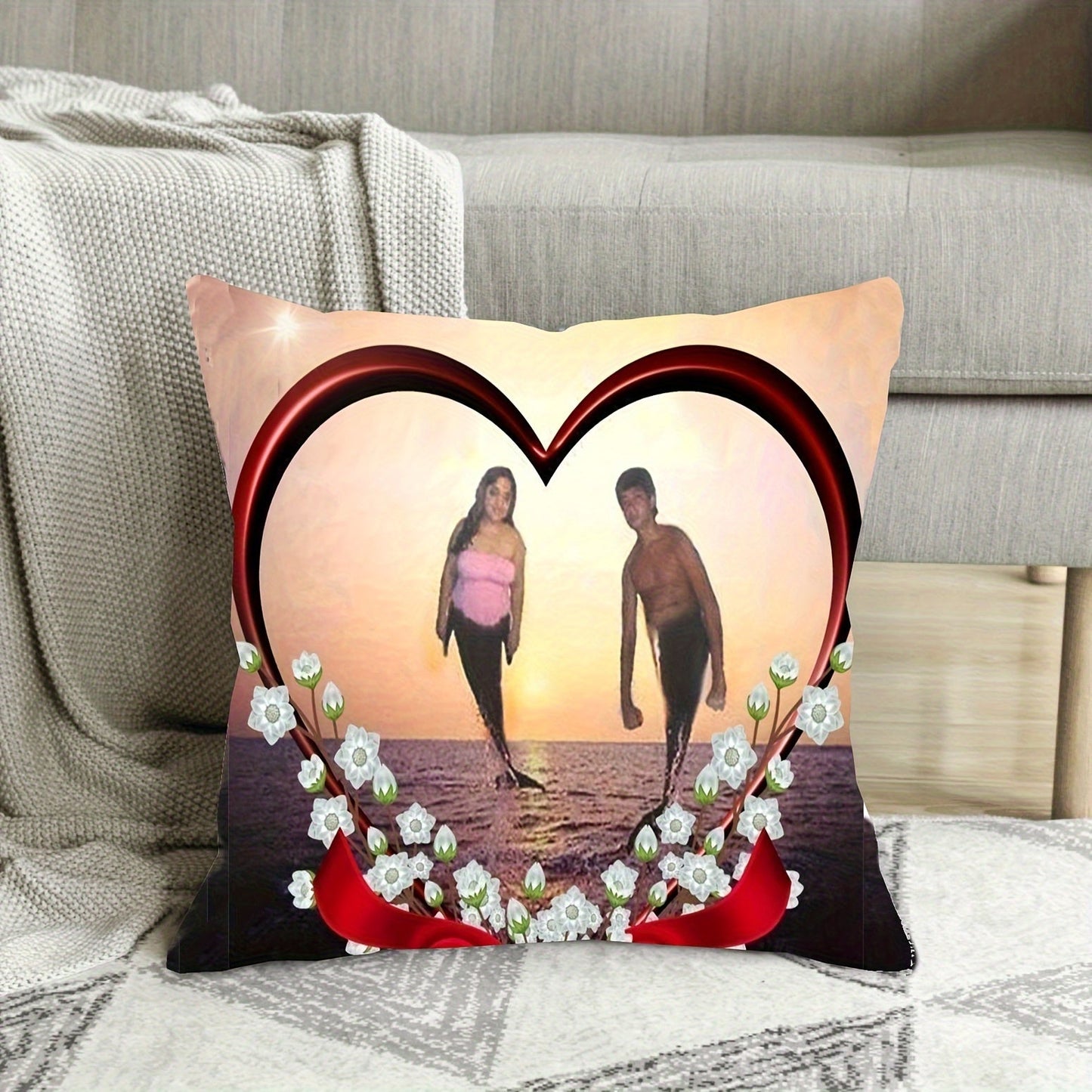 Create Your Own Cozy Home Decor with a Custom Soft Plush Pillow - Personalize with Your Photo & Name (Cushion Not Included), Size: 45.72x45.72 cm