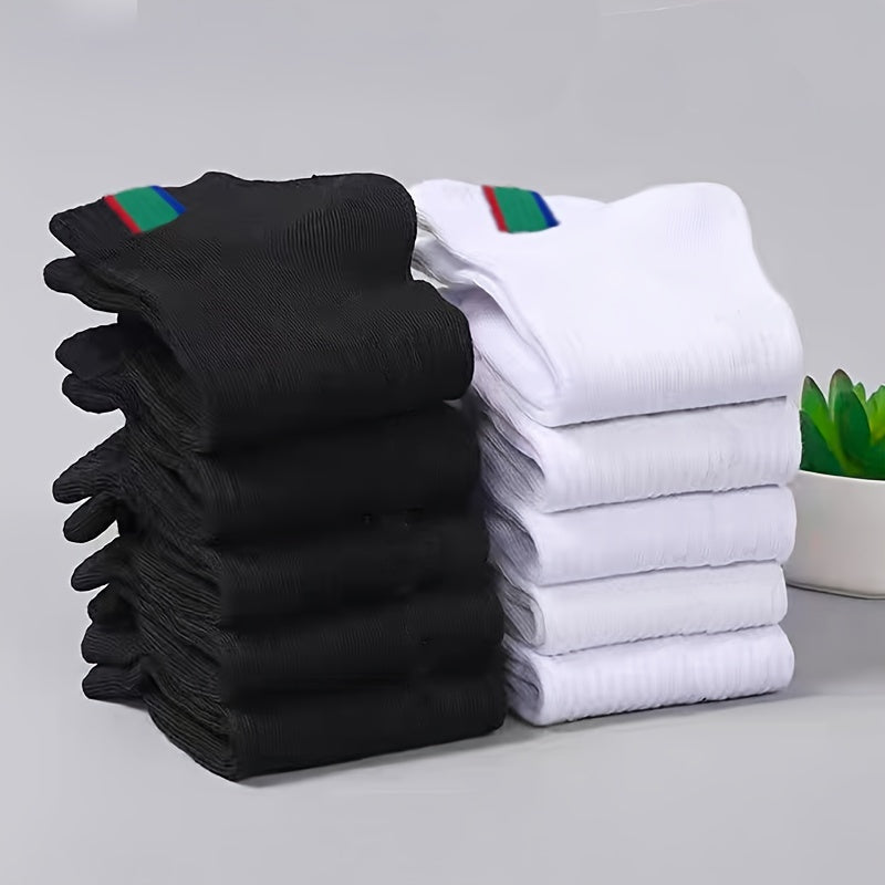 10 pairs of sweat-absorbent low-top invisible socks for spring and summer, available in solid colors. Sweat-resistant.