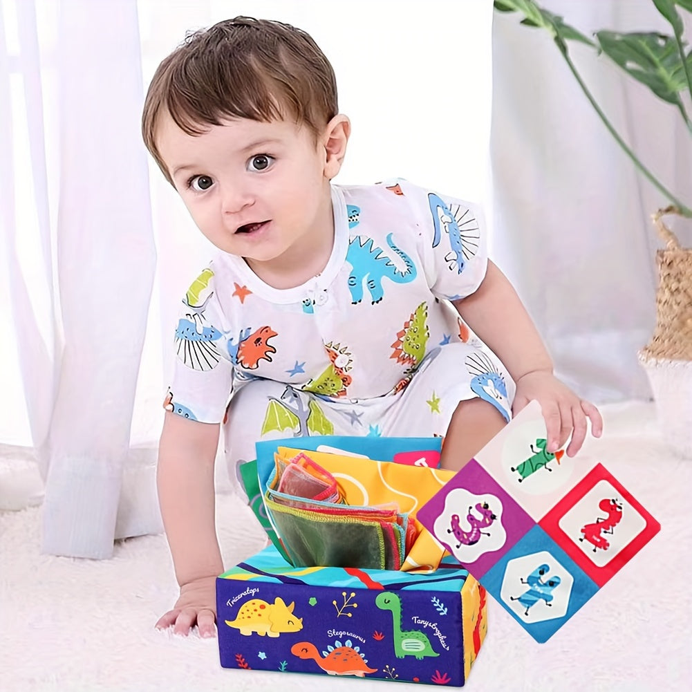 Get the USATDD Baby Tissue Box Toy - a crinkle sensory toy for babies to enjoy. Perfect as a Christmas stocking stuffer or Easter gift, this learning toy features high contrast crinkle paper and sensory silk scarves to stimulate early learning in infants.