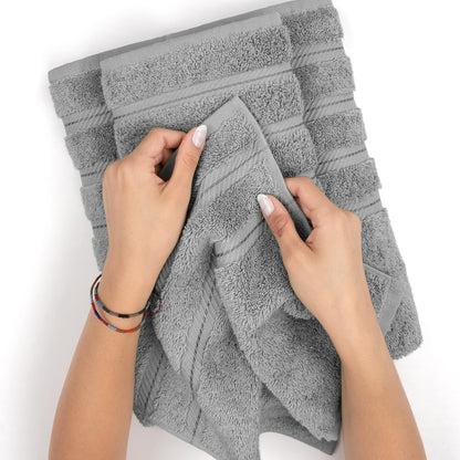 6-piece soft towel set includes 2 bath towels, 2 hand towels, and 2 washcloths in solid color cotton for bathroom, hotel, home, and travel.