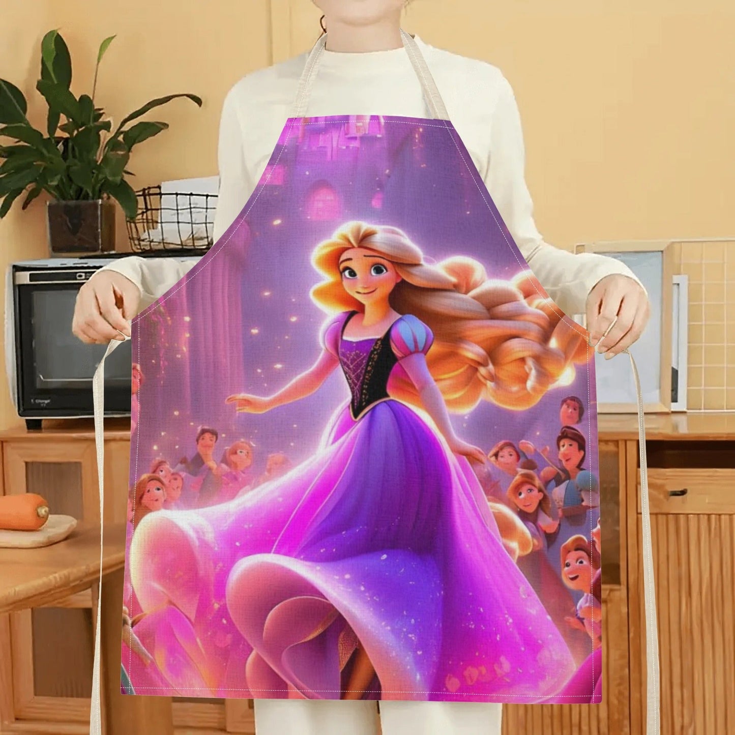 Waterproof apron with vibrant and durable polyester featuring a fairy tale print from the Disney Cinderella cartoon, perfect for kitchens, restaurants, hotels, and home use.