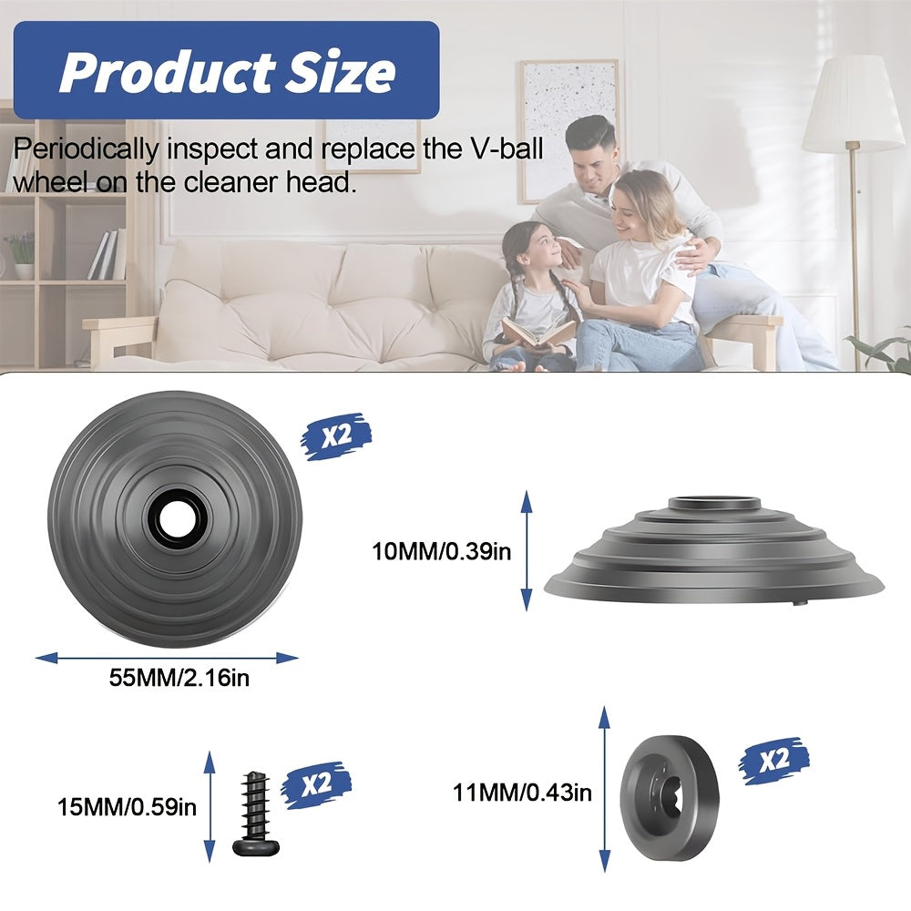 Replacement kit 966817-01 for Dyson V-Ball Wheel - Compatible with V6, V7, V8, V10, V11, V12, DC58, DC59, DC62, DC74 Models - Made of durable plastic, includes floor attachment accessories