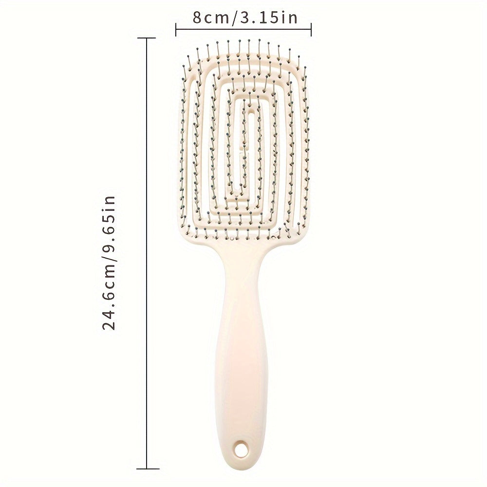 Nylon Bristle Detangler Hair Comb Set with Hollow Design and ABS Plastic Handle - Arc Shaped for Superior Scalp Fit