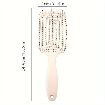 Nylon Bristle Detangler Hair Comb Set with Hollow Design and ABS Plastic Handle - Arc Shaped for Superior Scalp Fit