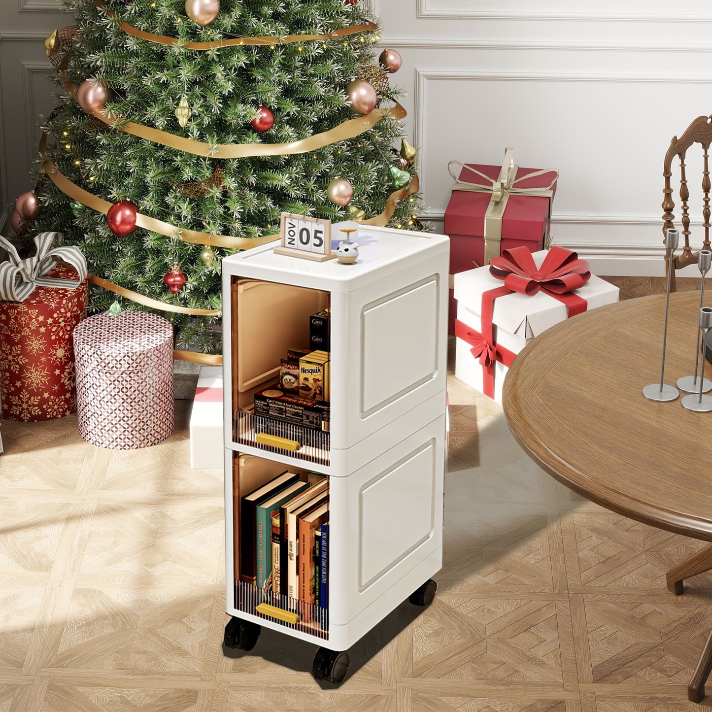 Multi-layer storage cabinet for the living room, ideal for items, snacks, and clothing, dust-proof design.