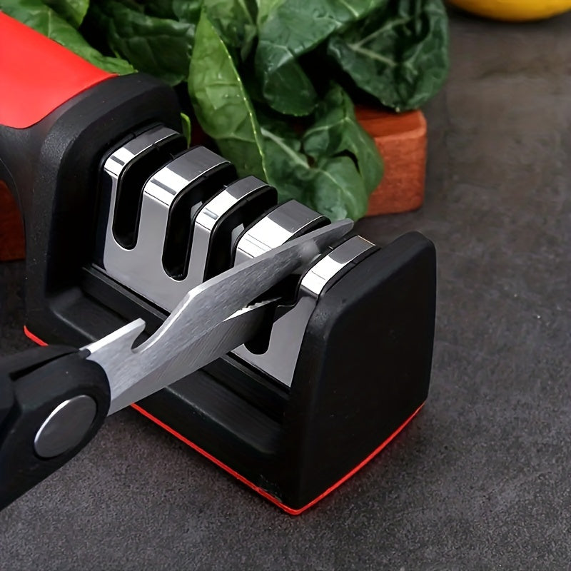 New Household Knife Sharpener Kitchen Accessories: Hangable Four-section Knife Sharpener for Multi-functional Hand-held Quick Knife Sharpener in the Kitchen