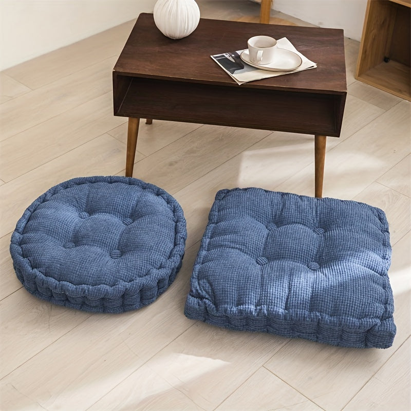 Comfortable meditation floor pillow for adults, tufted thick cushion for home decor in living room, bedroom, or office.