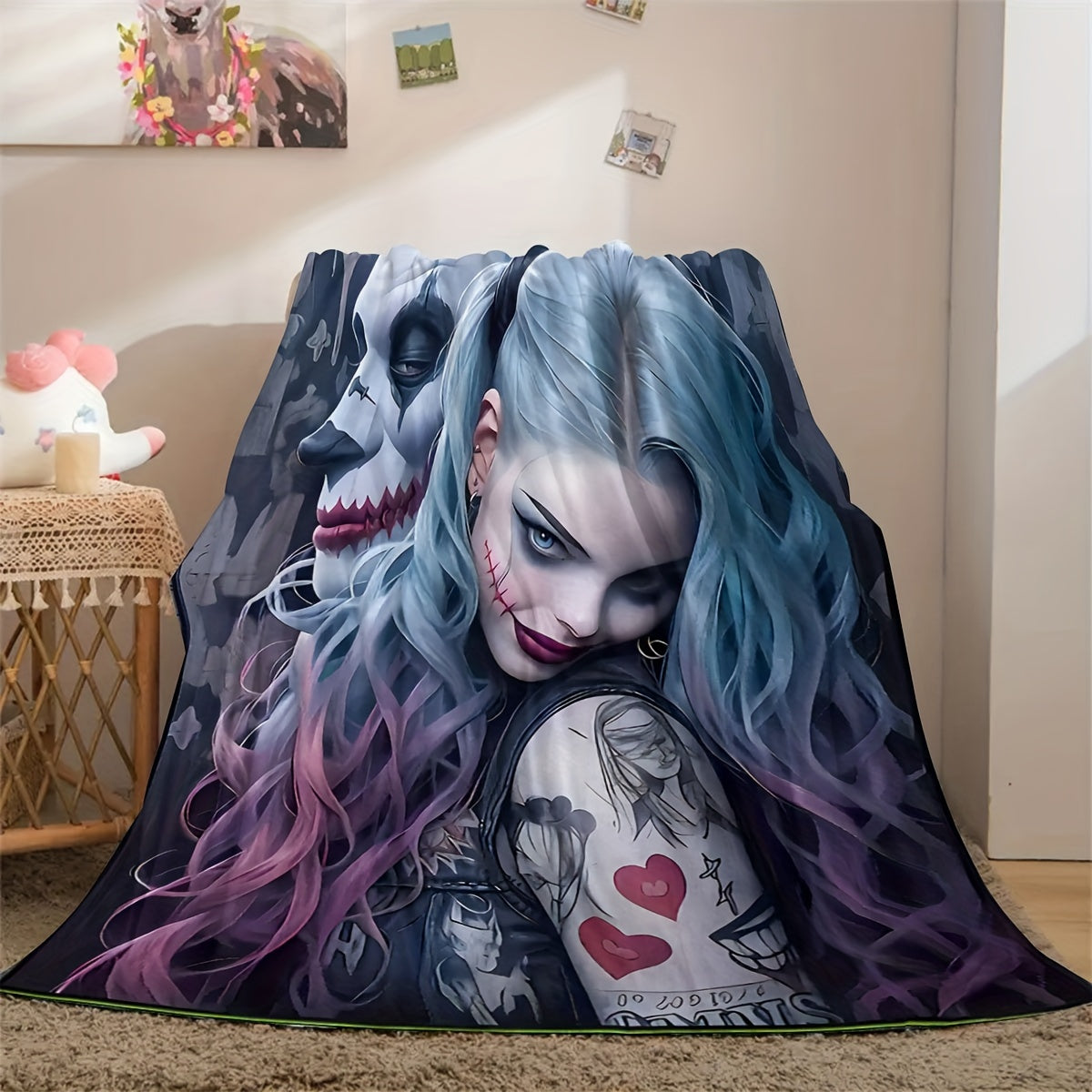 Warm and Cozy Clown-Themed Halloween Blanket - Soft Flannel Throw Perfect for Couch, Office Bed, Camping & Travel - A Versatile All-Season Gift