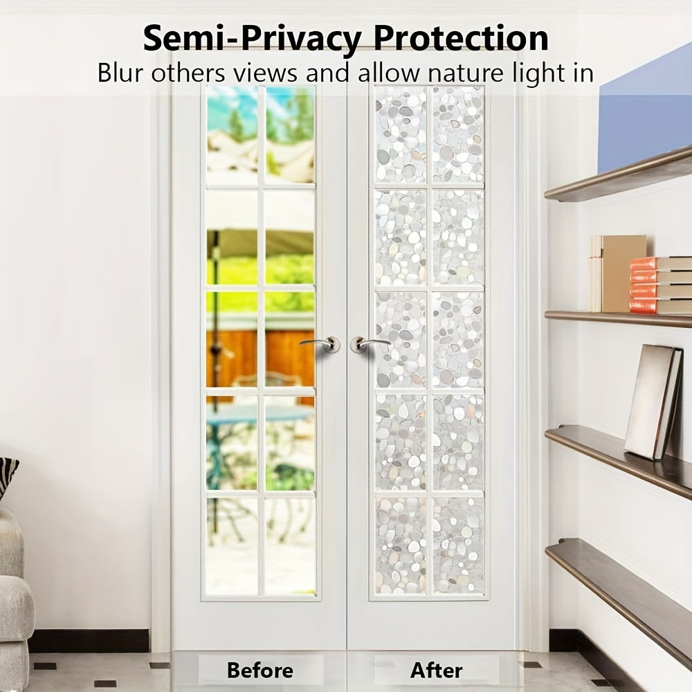 Pebble Privacy Window Film - 3D виниловая статическая пленка для стеклянных дверей и окон, обеспечивающая защиту от ультрафиолета и контроль тепла, улучшающая домашний декор