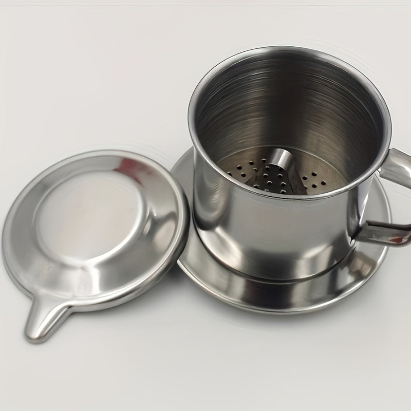 Vietnamese Style Portable Stainless Steel Coffee Drip Filter Maker Pot - Easy to Clean and Long-Lasting, Perfect for Home, Office, and Travel - Makes Delicious, Strong Coffee with a Coffee Filter Stand