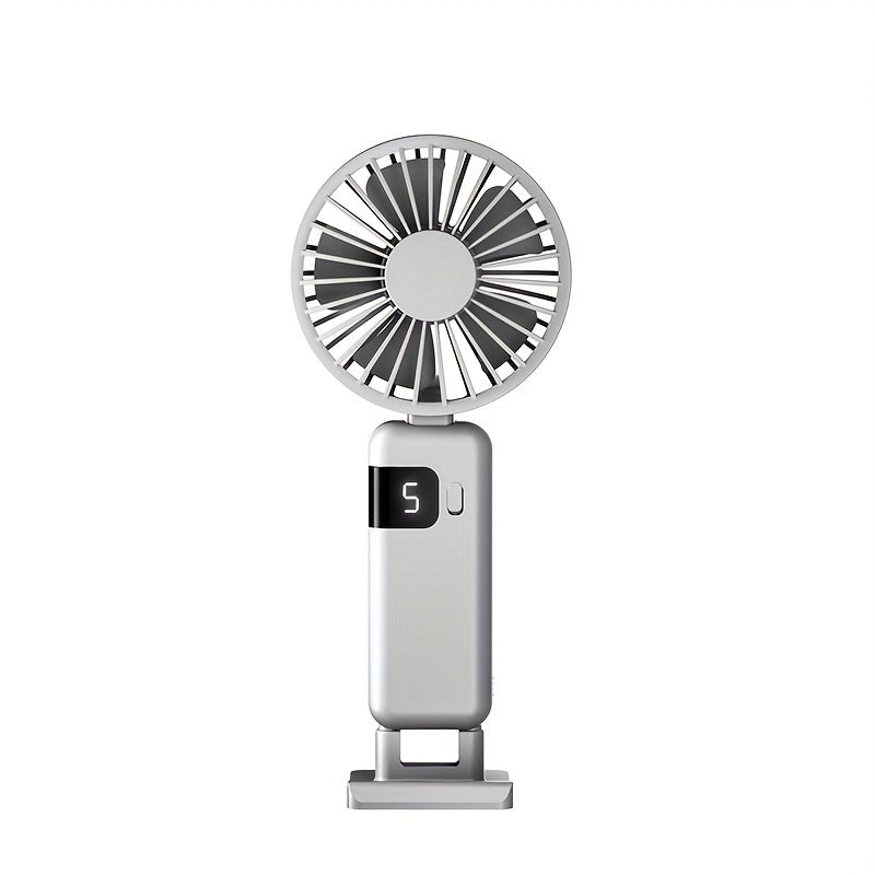 Stay cool wherever you go with our Portable Handheld Fan featuring an LED Display. This USB Rechargeable fan offers 5-speed settings and a foldable design, perfect for use in the office, outdoor adventures, travel, and back to school. An essential gadget