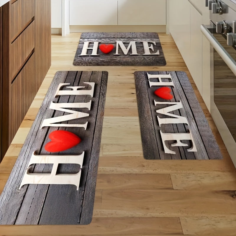 Soft Thickened Kitchen Mat Set, featuring a non-slip, oil-proof floor mat, waterproof runner rug, and dirt-resistant, machine washable floor mat. Perfect for any entrance, kitchen, living room, laundry room, or bathroom. This water-absorbing floor mat