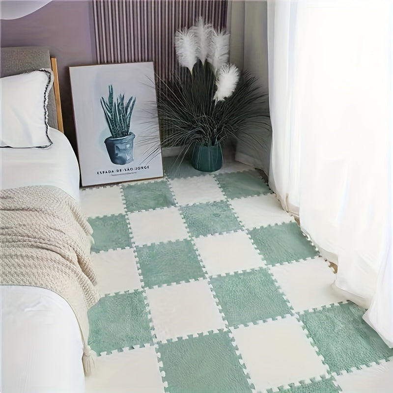 A set of 6 plush puzzle rugs perfect for bedroom and living room. These soft, washable mats can also be customized for use in the kitchen, bathroom, or dorm rooms. Each rug measures 29.97cm square.