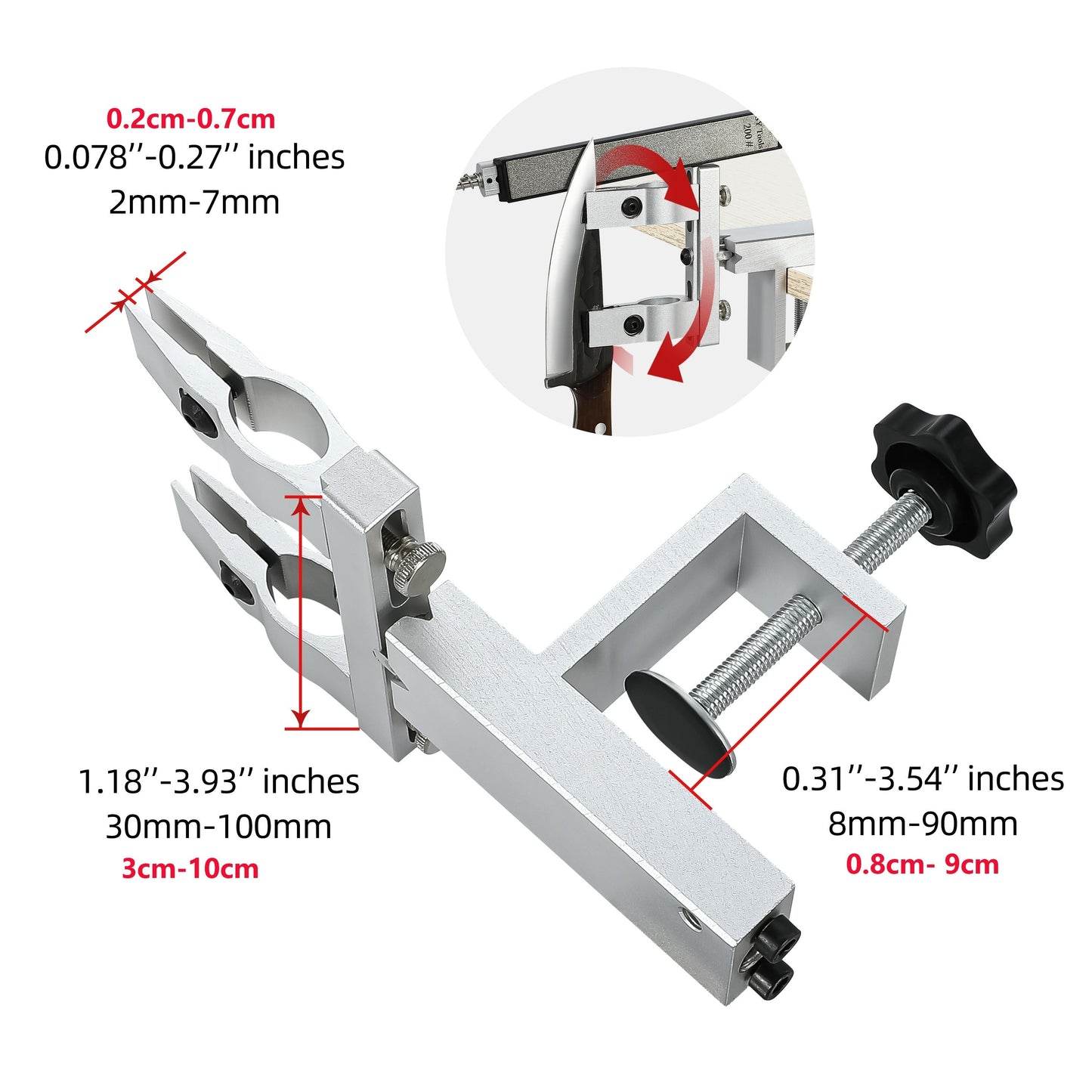 Professional Kitchen and Outdoor Knife Sharpener Set, with Fixed Angle System for Fast Blade Sharpening. Includes a Diamond Sharpening Stone for Western, Bread, Straight, Medium, and Short Knives. Perfect for Outdoor Use.