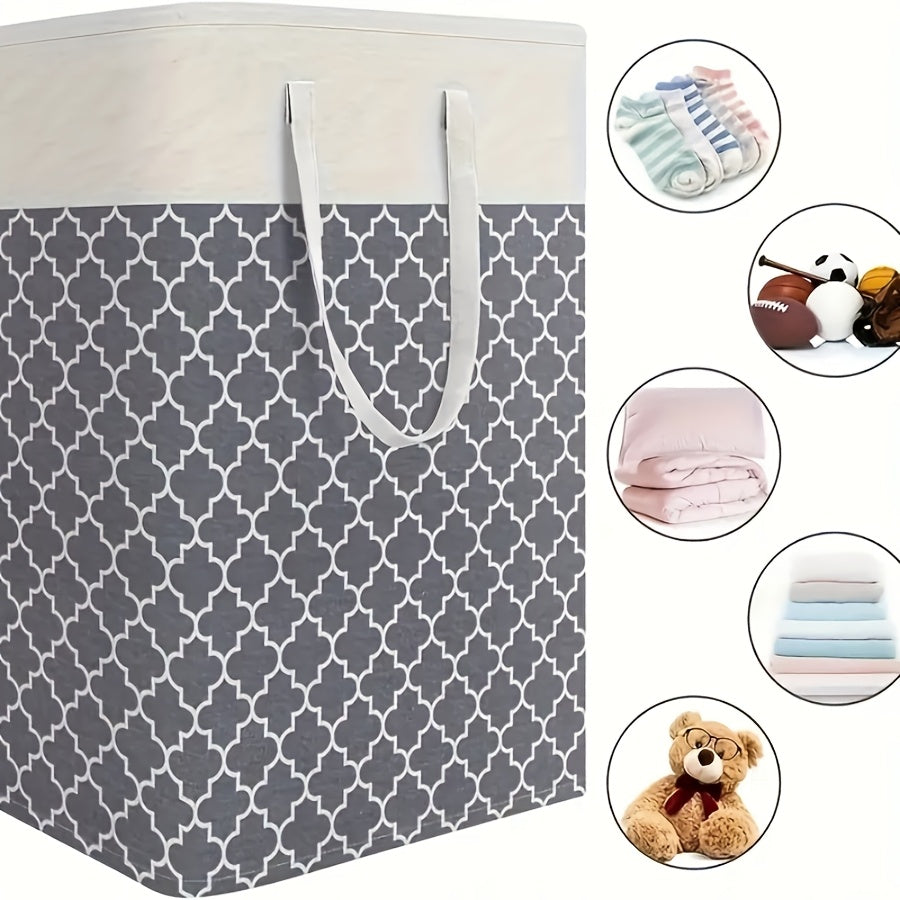 Laundry Storage Basket with Handles, Hamper Box for Laundry, Bathroom Container, Organizer for Laundry Room, Bedroom, Bathroom, Home, Dormitory - 1 Piece