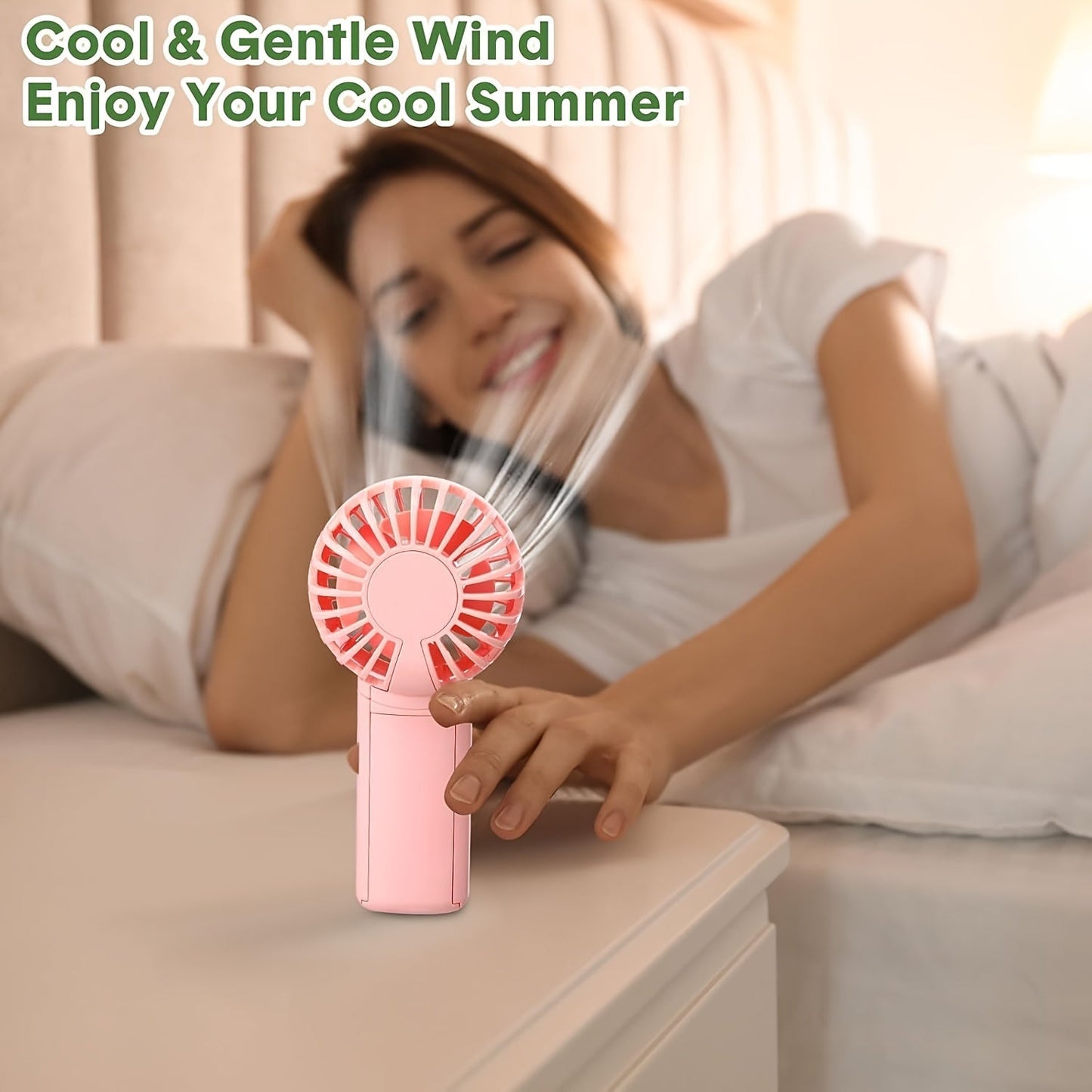 Compact Plastic Mini Handheld Portable Fan, Perfect for Personal Face Cooling On the Go! Battery Operated with Button Control, Ideal for Indoor and Travel Use. Requires 2 AAA Batteries (Not Included). Multiple Components Included.