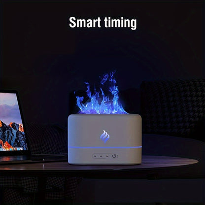 Flame Simulation Ultrasonic Humidifier with Aromatherapy and Lighting - USB Powered Essential Oil Diffuser for Bedroom and Travel