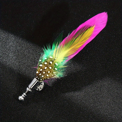 Colorful Simulated Feather Brooches Lapel Pins Set of 7, Stylish Fashion Accessory for Men and Women's Dress Suits