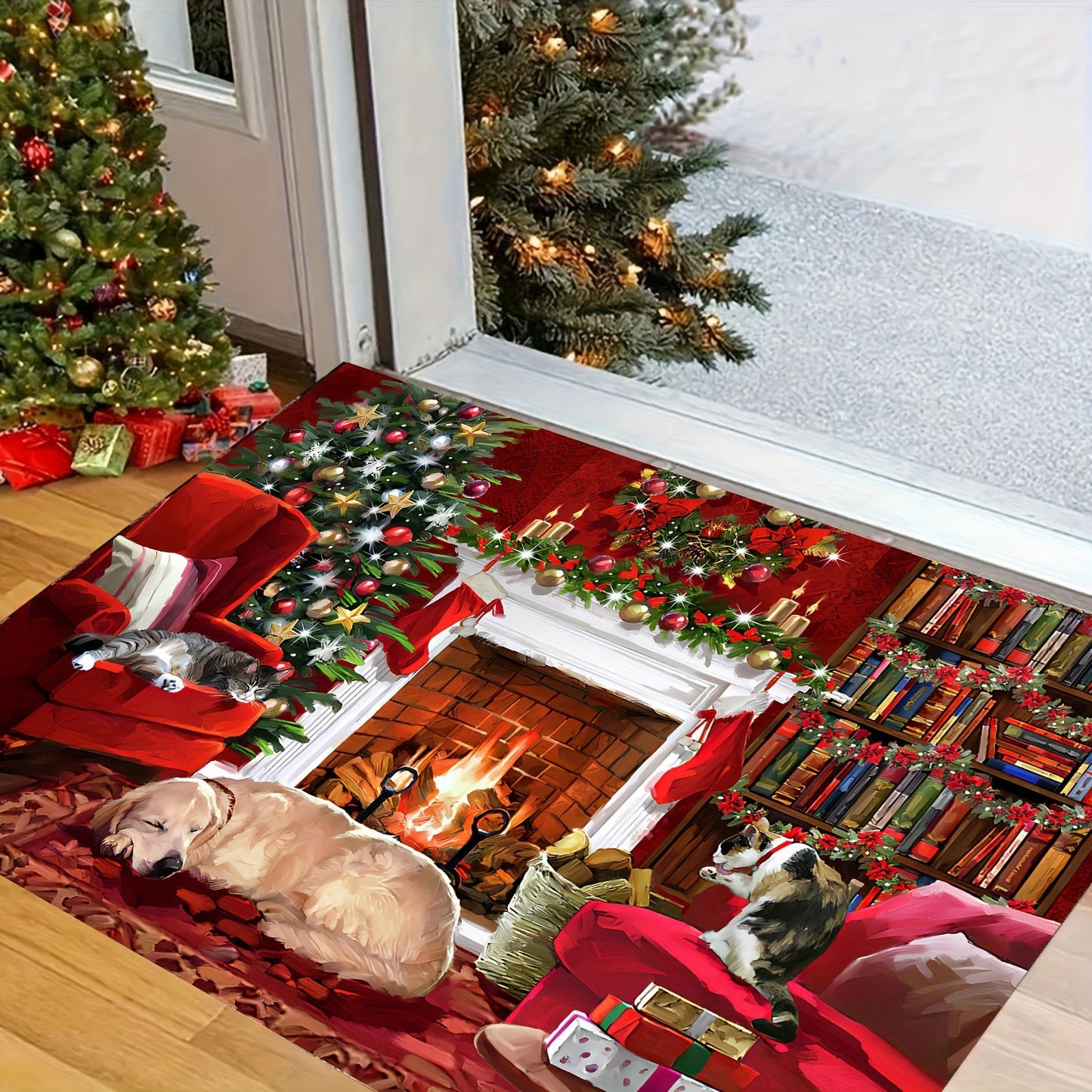 Add a festive touch to your home this holiday season with our Christmas Holiday Decoration Mat! Made from water goose velvet material with a non-slip bottom, this mat is perfect for use at entrance doors, bedroom doors, kitchen doors, and bathroom doors.