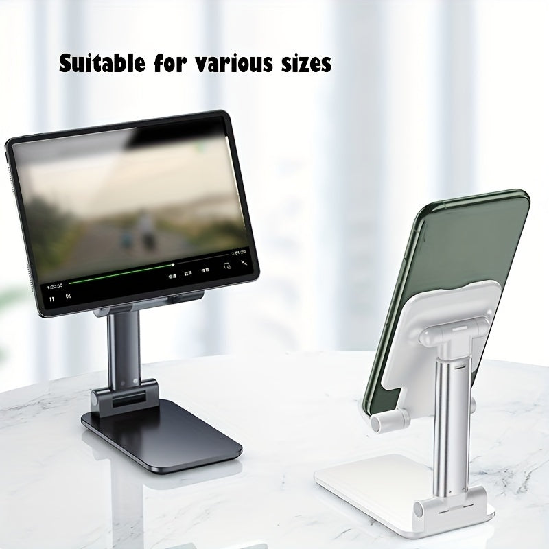 Foldable portable mobile phone and tablet bracket for office use.