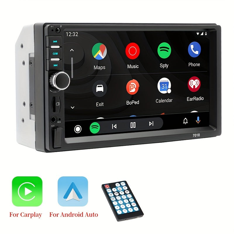 17.78cm HD Car Stereo with Touch Screen, Android Auto & CarPlay, GPS, Aux, SD/USB Inputs, Steering Wheel Controls, Wireless Android/iOS Connectivity - No Battery Required, Vehicle