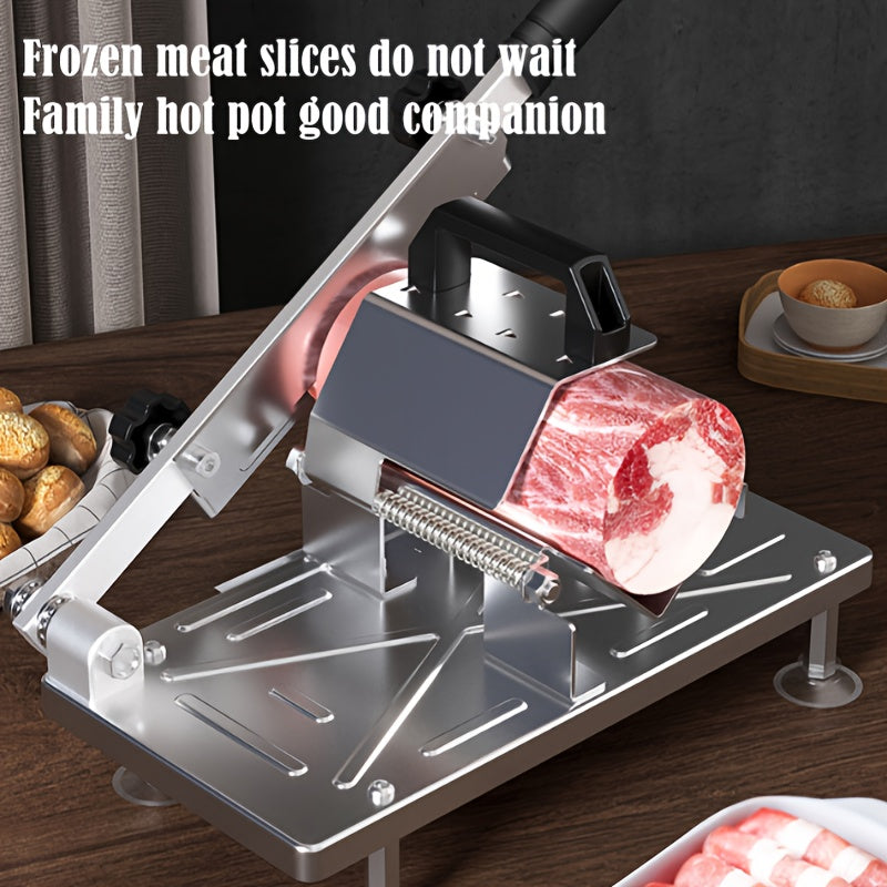 Adjustable Thickness Stainless Steel Manual Kitchen Slicer for Meat, Fruit, and Vegetables