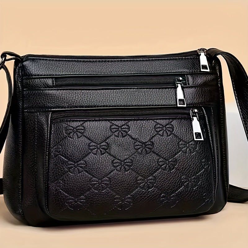 Black square crossbody bag for women, water-resistant, lightweight with adjustable strap, perfect for office, commute, or going out.