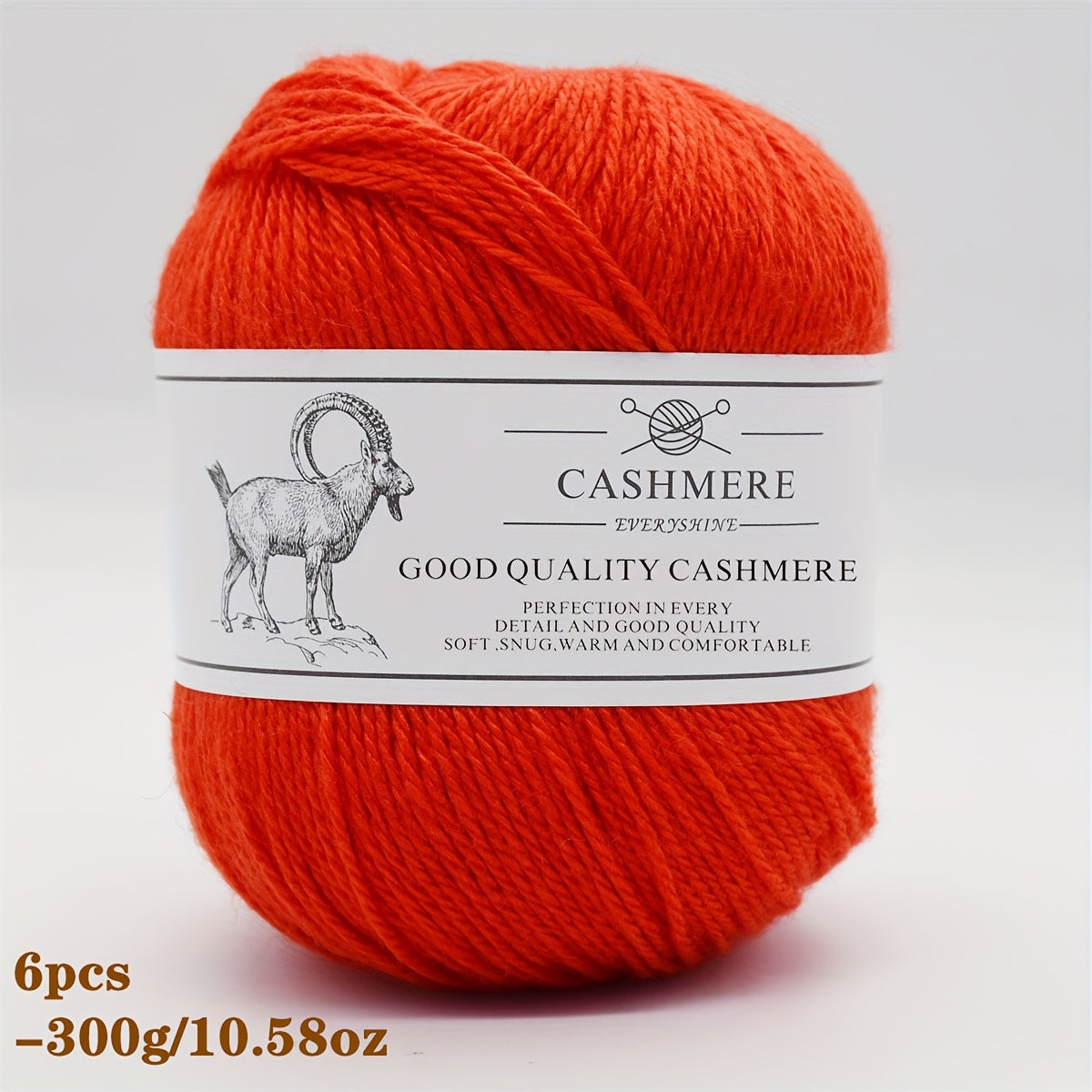 6-Pack Luxurious Cashmere Yarn for Knitting and Crocheting - Soft, Warm, Durable 80% Cashmere 20% Acrylic Blend - Perfect for Sweaters, Pants, Gloves, Hats, and DIY Crafts - 1.76oz Each