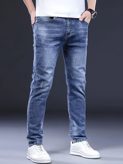 Men's Straight Leg Denim Pants, Classic Design Jeans, Versatile Year-Round