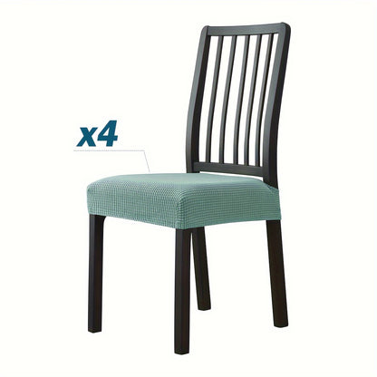 Stretchable dining chair covers made from a blend of elastic spandex and polyester, machine washable with contemporary design. Fits most chairs (42/66cm width) for chair protection. Ideal for modern home decor.