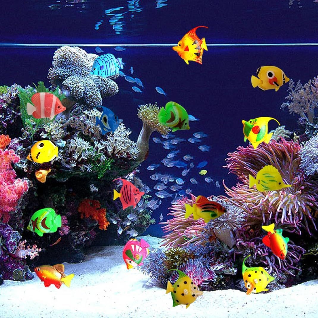 15 realistic moving artificial fish for tank or bathroom decoration.