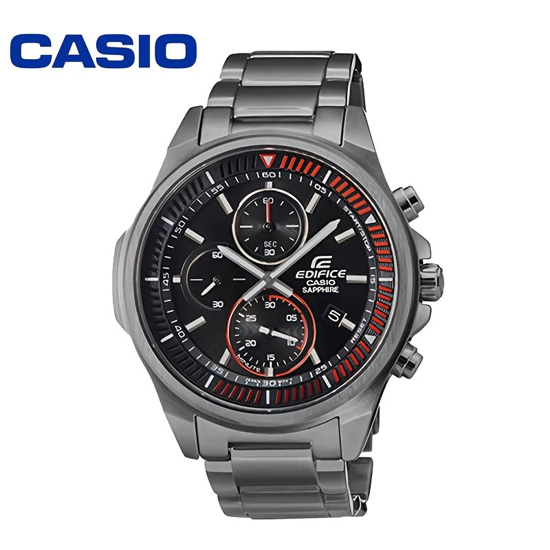 CASIO EDIFICE Men's Business Watch with Sapphire Mirror, Stainless Steel Band, Date & Stopwatch Features