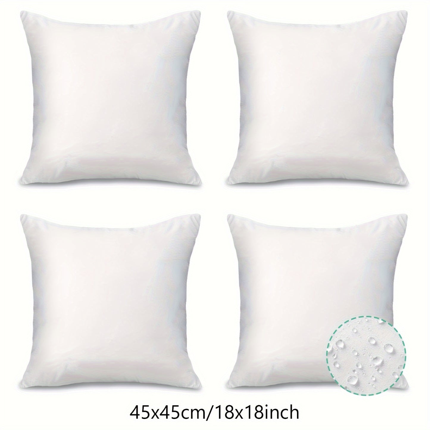 1 box of 4 waterproof outdoor throw pillow cores, white with zipper, perfect for courtyard or indoor use.