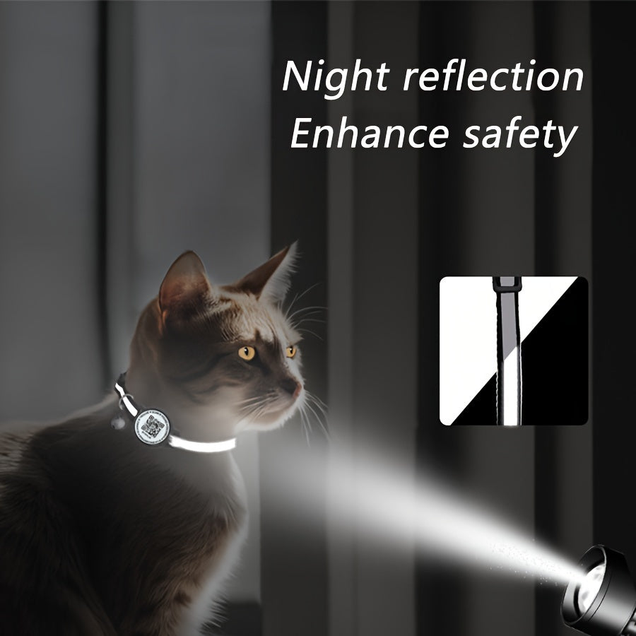 Reflective QR Code Pet Collar for Cats & Small Dogs - High Visibility at Night, Anti-Lost Feature, Striped Polyester