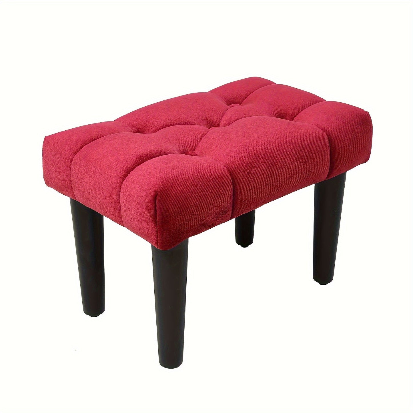 Small Footstool Ottoman, Velvet Soft Ottoman with Wood Legs, Perfect for Extra Seating in Living Rooms, Entryways, and Offices