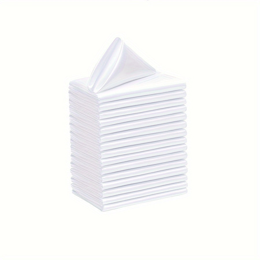 12/24 pieces of 43.18x43.18 cm square satin napkins made of polyester, perfect for restaurants, banquets, and weddings.