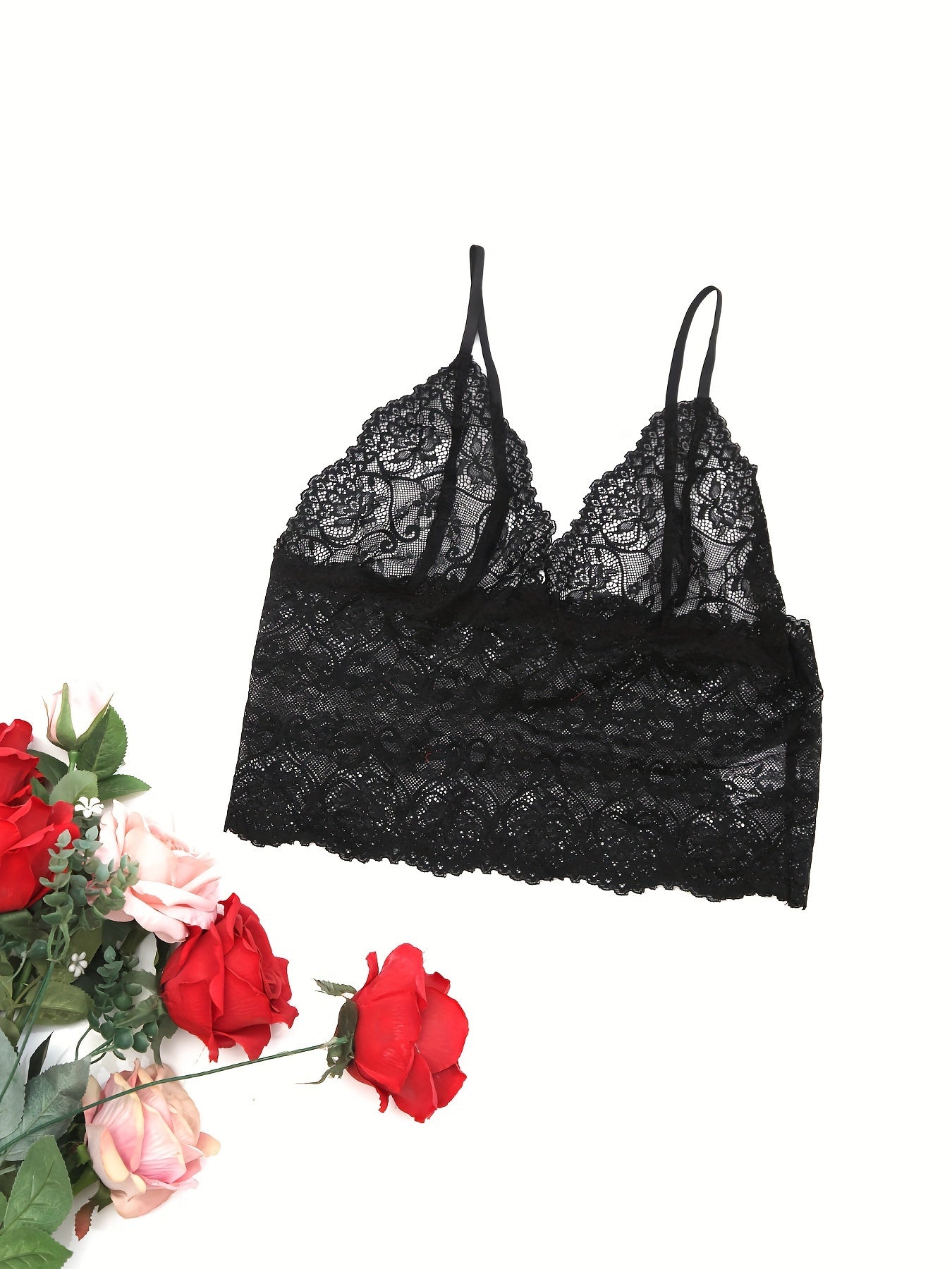 Embroidered two-piece sexy lingerie set for women.