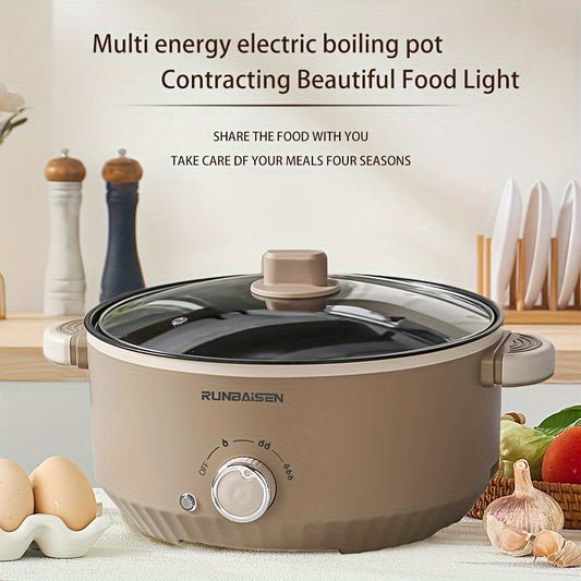 Electric boiling pot with power mode, European standard plug, 220V-240V, made of PP material, food-contact safe, no battery.