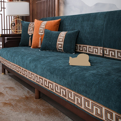 Chinese style dustproof sofa slipcover for all seasons, suitable for bedroom, office, and living room.