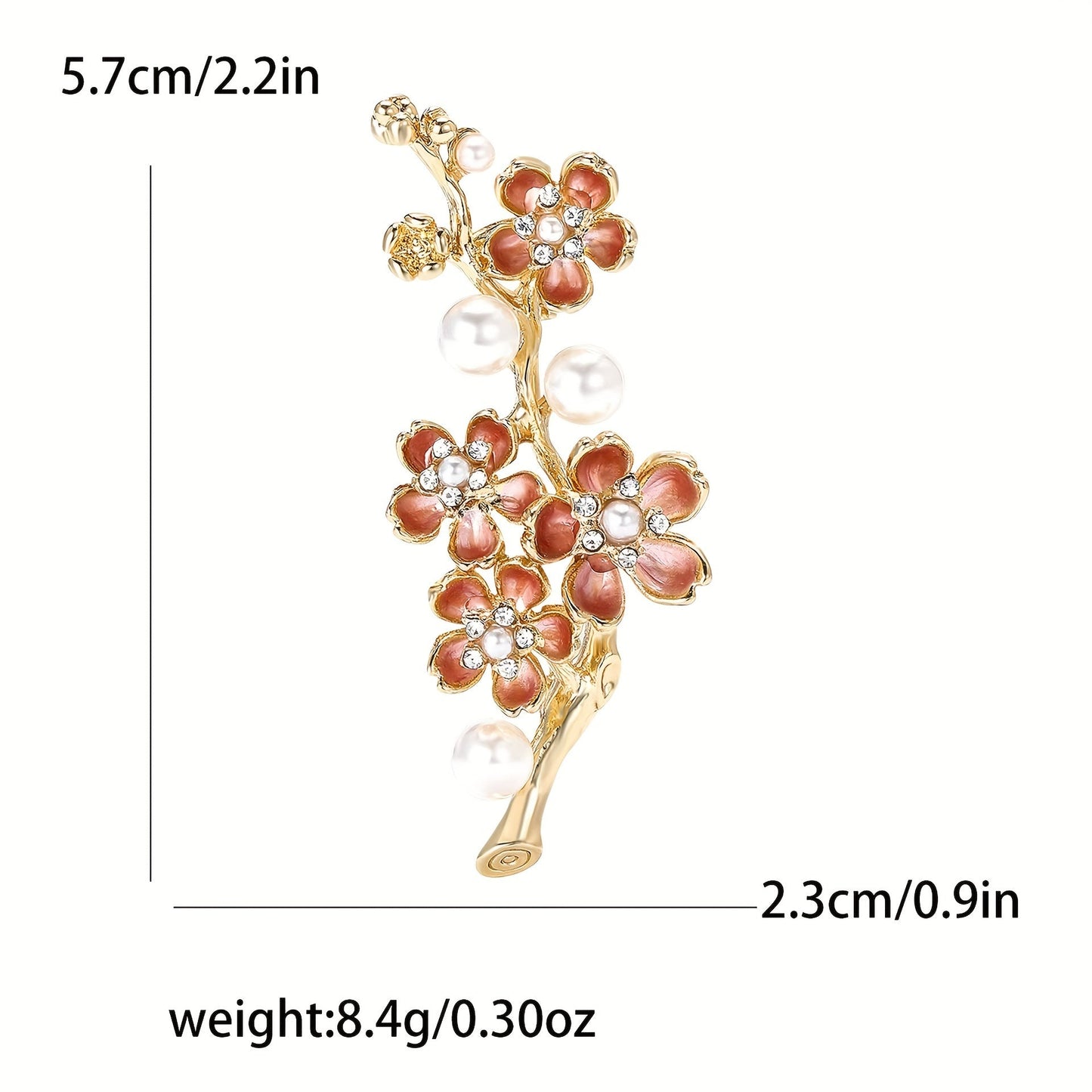 Stylish Floral Branch Brooch adorned with Pearls and Enamel, Trendy Alloy Flower Pin for Women's Fashion Accessory