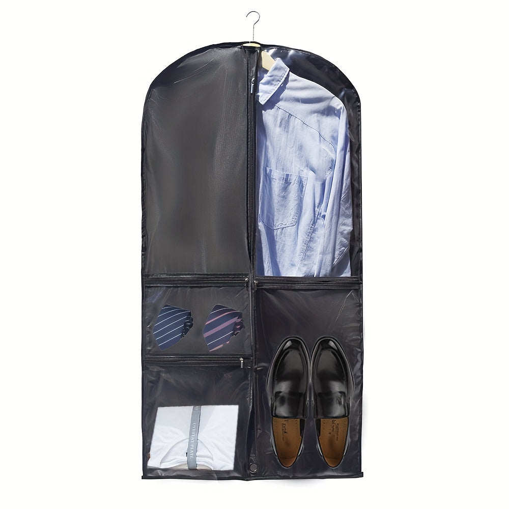 Large garment bag designed for suits, dresses, and dancewear with ample storage space - perfect for travel and business trips, offering hanging storage and protection from dust.