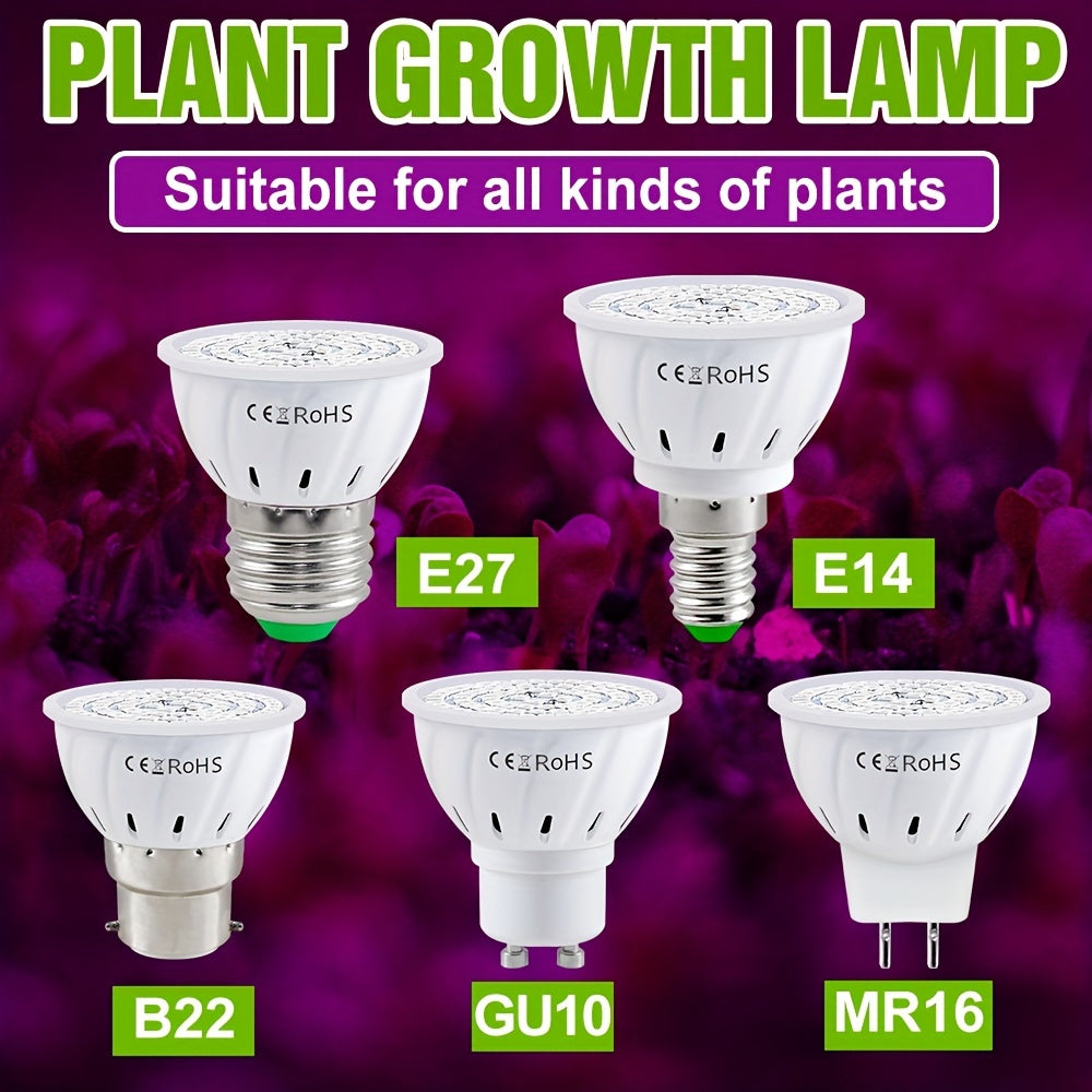 E27 LED Grow Light Bulb for Indoor Plants, Full Spectrum Hydroponic Lamp with 48/60 SMD2835 LEDs, Suitable for Greenhouse Tent Gardening.