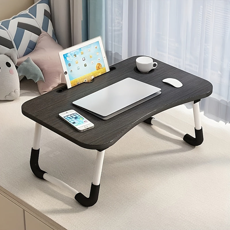 Folding Portable Table, Laptop Desk with Cup Holder and Tablet Slot, Perfect for Work, Studying, and Reading and Writing. Ideal for use in Bed, on the Sofa, at a Picnic, or on the Floor. Great for Students and anyone looking for a convenient and