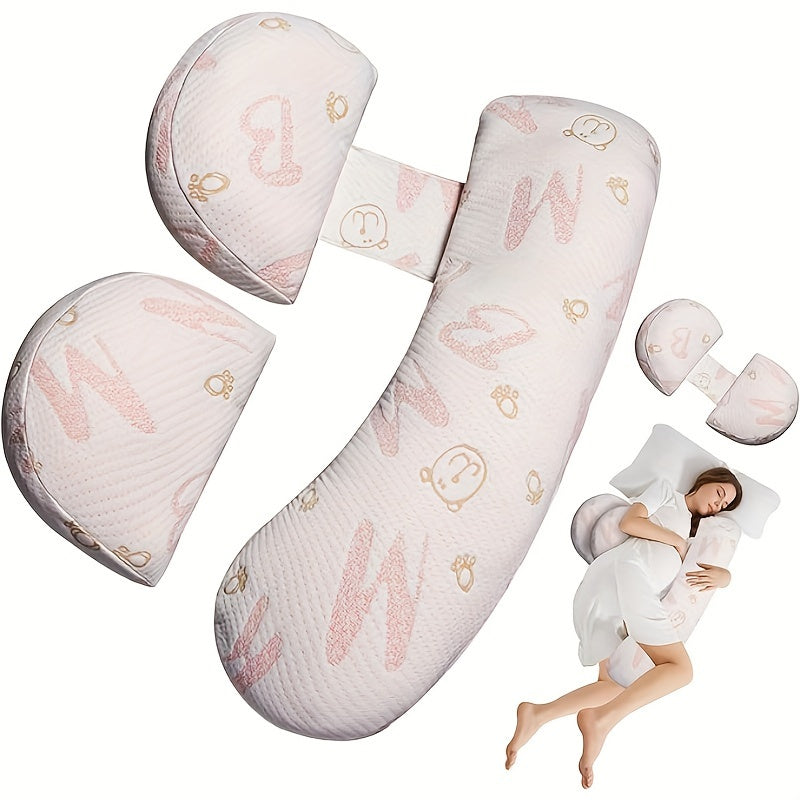 SoftTouch Pregnancy Pillow, featuring a versatile U-Hug design, made from polyester fiber material for ultimate comfort. Provides comfortable support for side sleepers, serving as a maternity cushion for back and belly support.