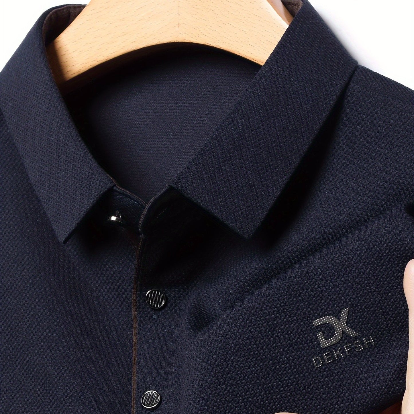 Men's breathable shirt with letter print, perfect for golf and outdoor activities. Made of polyester, features a button-up collar, regular fit, ideal for spring and fall.