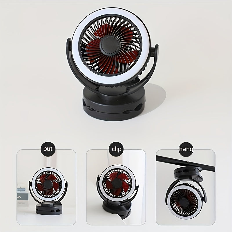 Clip-on fan measuring 15.24 cm, featuring 3 speeds and strong airflow. Can be used as a clip-on or desk fan, equipped with a sturdy clamp and USB plug-in. Operates ultra quietly.